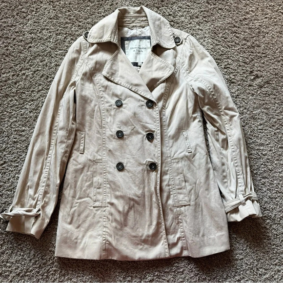 Women’s Abercrombie & Fitch Beige Trench Coat Size Large - Picture 1 of 6